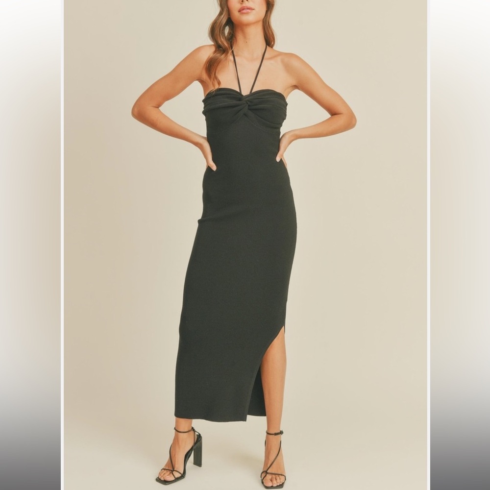 BNWOT Miou Muse Halter Neck Knit Dress